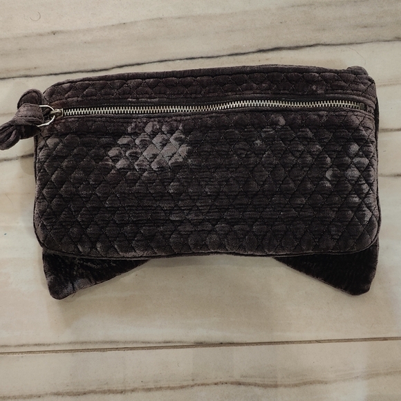 Juicy Couture Brown Gray Velour Bow Clutch - Picture 2 of 7